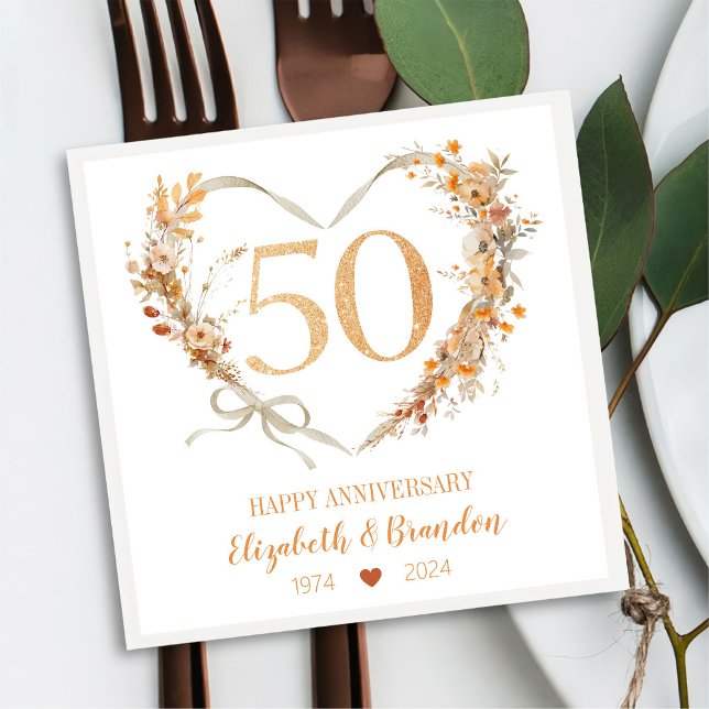 Modern Happy 50th Anniversary Wedding Napkins (Creator Uploaded)