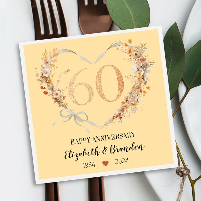 Modern Happy 60th Anniversary Wedding Napkins (Creator Uploaded)