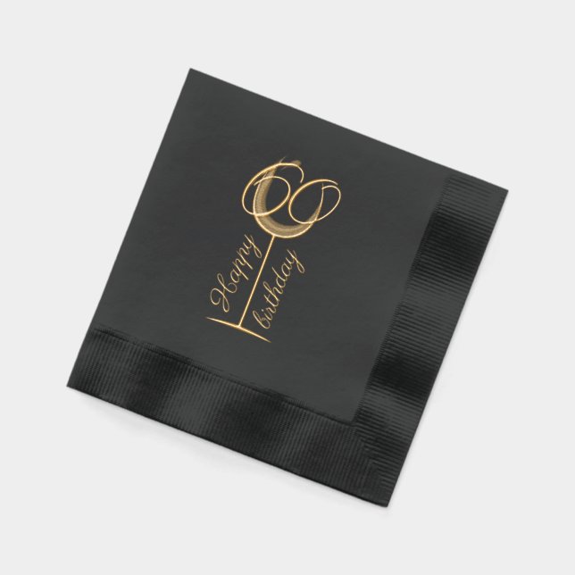 Modern Happy 70th Birthday Wine Glass Foil Napkins (Left)