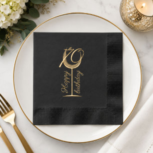 Modern Happy 70th Birthday Wine Glass Foil Napkins