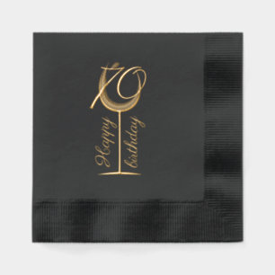 Modern Happy 70th Birthday Wine Glass Foil Napkins