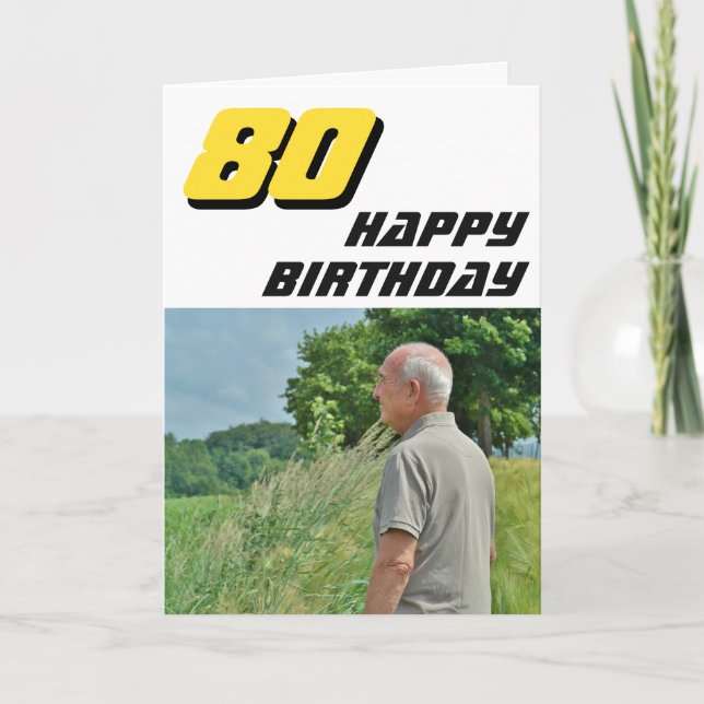 Modern Happy 80th Birthday Photo Card (Front)
