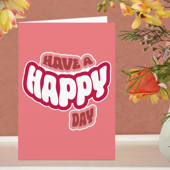 Modern Happy (Birth)Day Text Folded Greeting Card (Greeting Card - Pink)