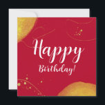 Modern happy birthday abstract quote on red gold<br><div class="desc">Minimalist modern happy birthday red with gold flat card. Cute abstract congratulation card for happy birthday party. Chic modern happy birthday card template.</div>