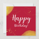 Modern happy birthday abstract quote on red gold<br><div class="desc">Minimalist modern happy birthday red with gold flat card. Cute abstract congratulation card for happy birthday party. Chic modern happy birthday card template.</div>