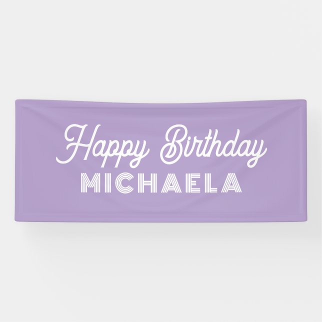 Modern Happy Birthday Custom Name Banner (Horizontal)