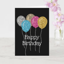 Modern Happy Birthday Glitter Balloons