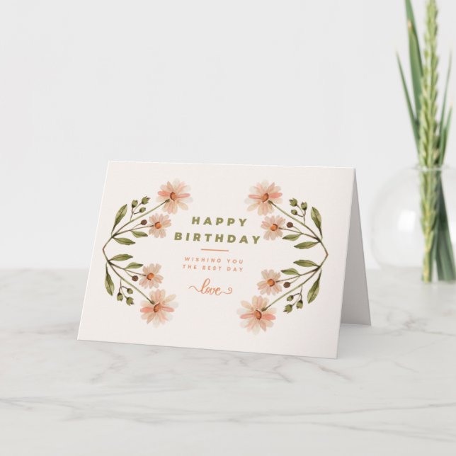 Modern Happy Birthday Greeting Card Watercolor (Front)