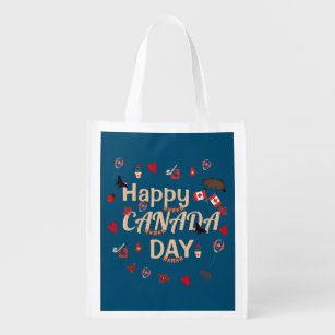 Modern Happy Canada Day  Reusable Grocery Bag