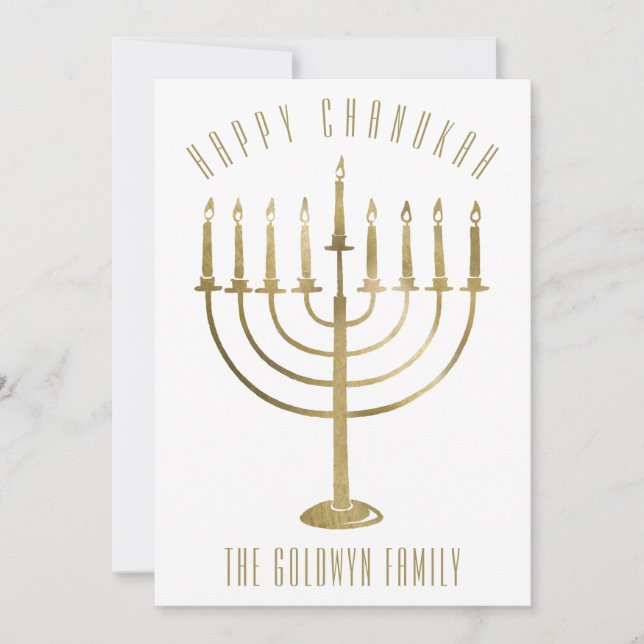 Modern Happy Chanukah Menorah Holiday Photo Card (Front)