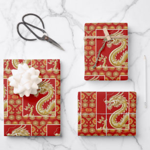 Modern Happy Chinese New Year modern asian pattern Wrapping Paper Sheet