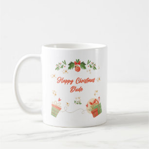 Modern Happy Christmas Dude Postcard with Festive Coffee Mug