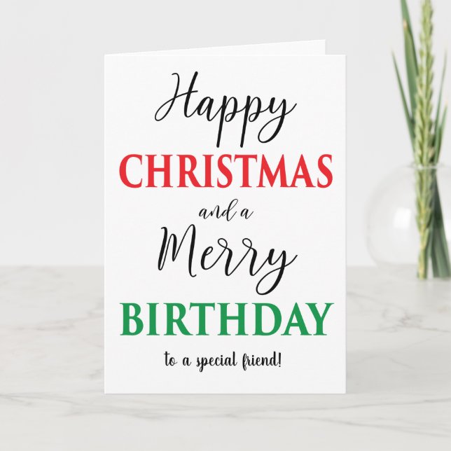 Modern Happy Christmas Merry Birthday Card (Front)