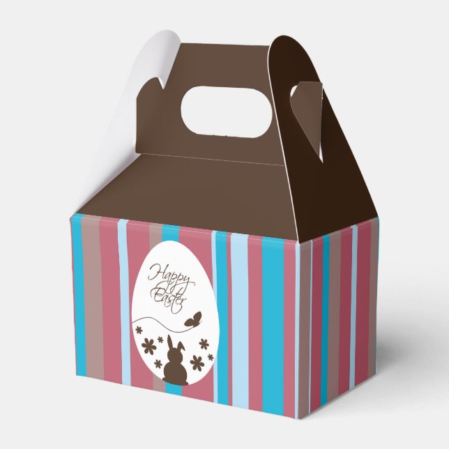 Modern Happy Easter Egg Chocolate Brown Favour Box (Front Side)