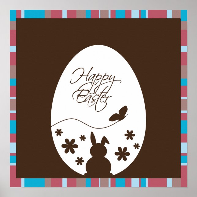 Modern Happy Easter Egg Chocolate Brown Poster (Front)