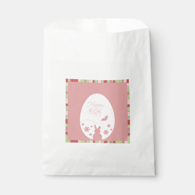 Modern Happy Easter Egg Pastel Pink Favour Bags (Front)