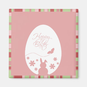 Modern Happy Easter Egg Pastel Pink Magnet