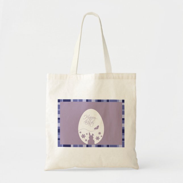 Modern Happy Easter Egg Pastel Purple Tote Bag (Front)
