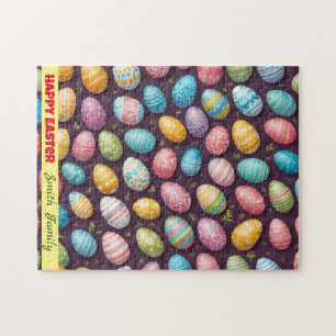 Modern Happy Easter Eggs Collection Jigsaw Puzzle