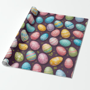 Modern Happy Easter Eggs Collection Wrapping Paper