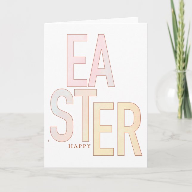 Modern Happy Easter Pastel Gradient Minimal Holiday Card (Front)