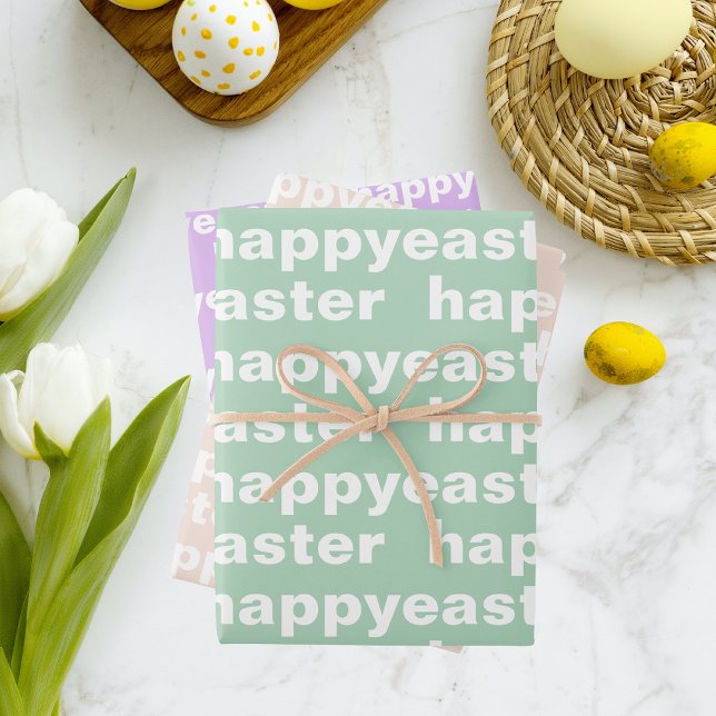 Modern Happy Easter Pattern Pastel Wrapping Paper Sheet (Creator Uploaded)