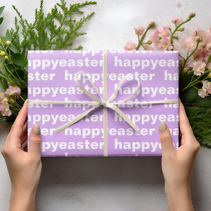 Modern Happy Easter Purple And White Easter Wrapping Paper
