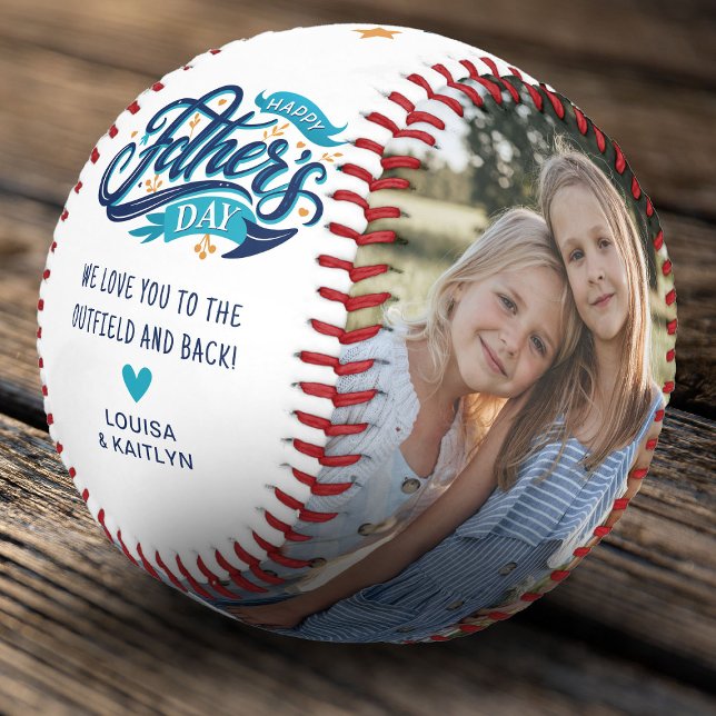 Modern Happy Father's Day 2 Photo Keepsake  Baseball (Creator Uploaded)