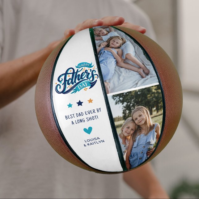 Modern Happy Father's Day 2 Photo Keepsake  Basketball (Creator Uploaded)