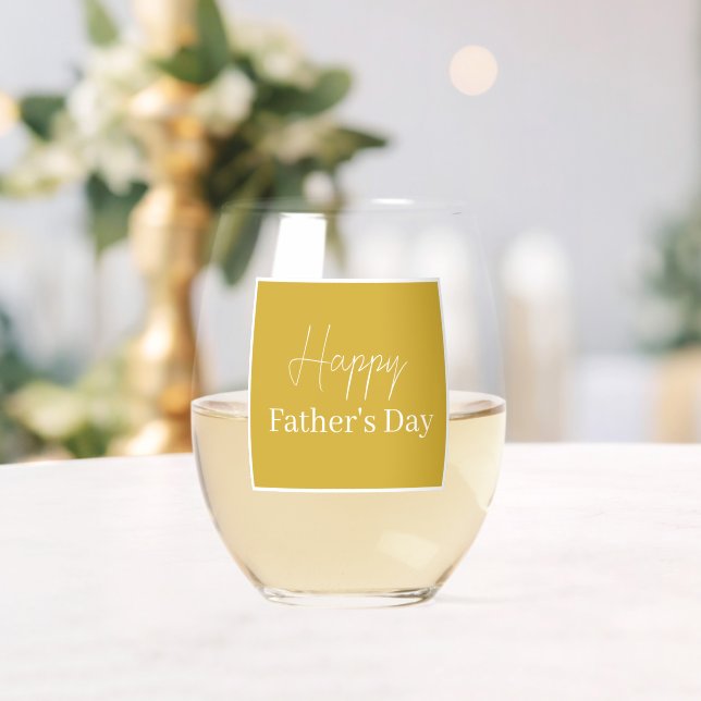 Modern Happy Father's Day — Elegant Script Stemless Wine Glass (Insitu (Wedding))