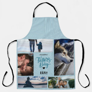 Modern Happy Father's Day Photo Collage Custom Apron