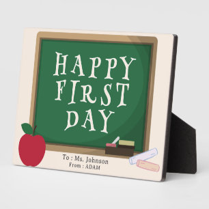 Modern Happy First Day – Custom Name Plaque