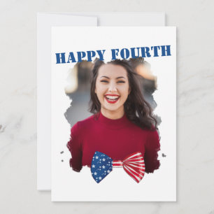 Modern happy fourth USA independence 4th july bow  Card