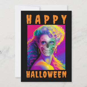MODERN  HAPPY HALLOWEEN COLORFUL SKULL CUSTOM INVITATION