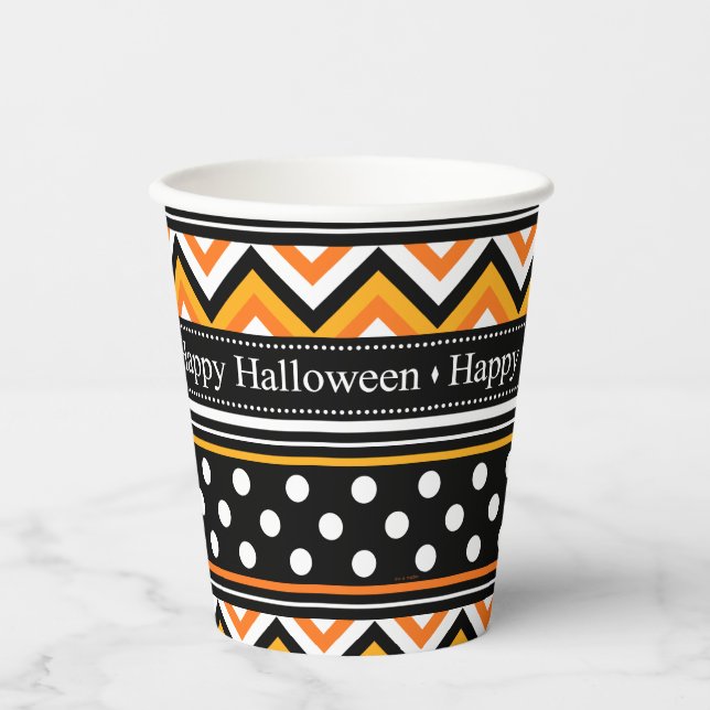 Modern Happy Halloween Pattern Paper Cups (Front)