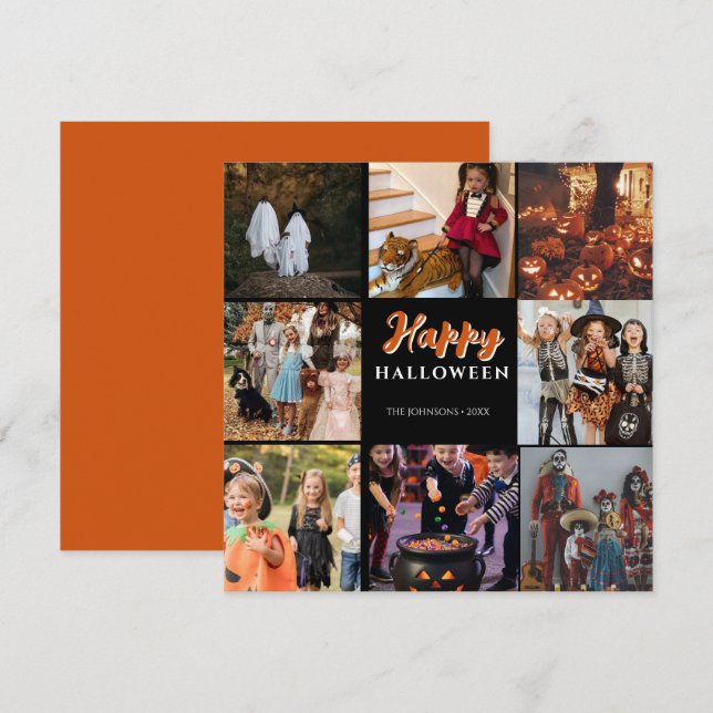 Modern Happy Halloween Photo Card (Front/Back)