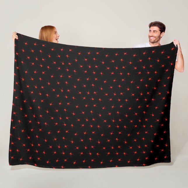 Modern Happy Halloween Red Spider Fleece Blanket (In Situ)