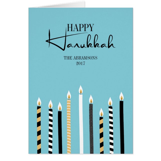 Modern Happy Hanukkah Candle Holiday Greeting Card (Front)