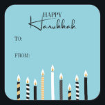 Modern Happy Hanukkah Candles Holiday Sticker<br><div class="desc">Personalise the custom text above. You can find additional coordinating items in our "Modern Happy Hanukkah Candles" collection.</div>