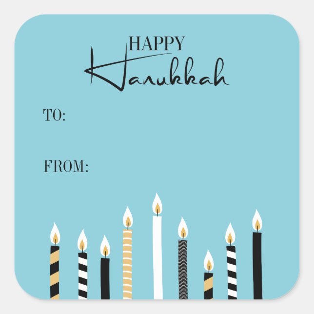 Modern Happy Hanukkah Candles Holiday Sticker (Front)