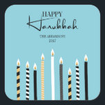 Modern Happy Hanukkah Candles Holiday Sticker<br><div class="desc">Personalise the custom text above. You can find additional coordinating items in our "Modern Happy Hanukkah Candles" collection.</div>