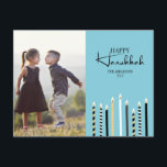 Modern Happy Hanukkah Candles Photo Postcard<br><div class="desc">Personalise the custom text above. You can find additional coordinating items in our "Modern Happy Hanukkah Candles" collection.</div>