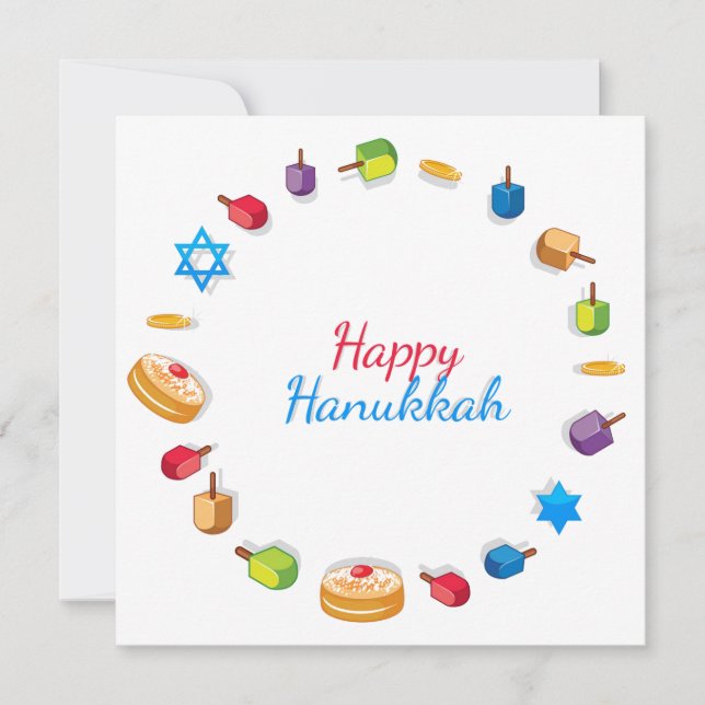 Modern Happy Hanukkah Dreidel Star Sufganiyah (Front)