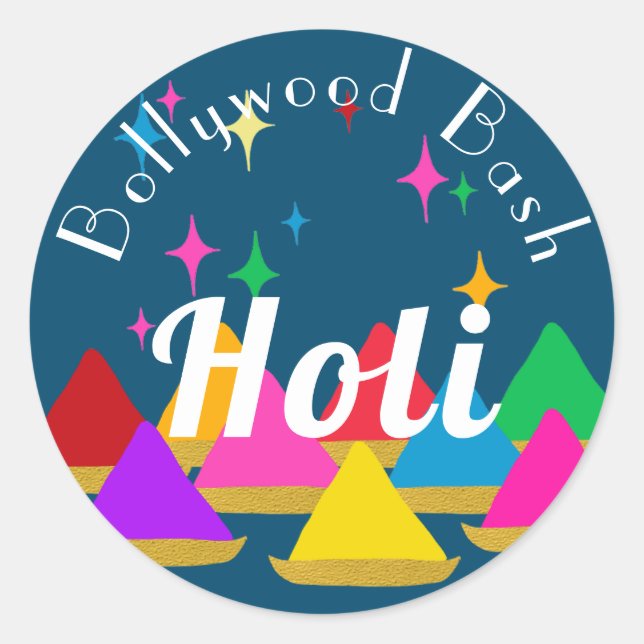 Modern Happy Holi Hindu Festival Colours Design   Classic Round Sticker (Front)