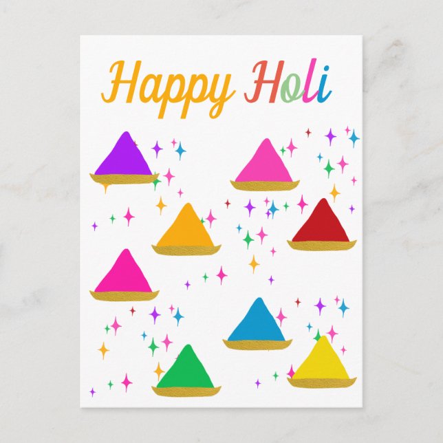 Modern Happy Holi Hindu Festival Colours Design  Postcard (Front)