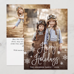 Modern Happy Holidays 2 PHOTO Christmas Greeting Holiday Card