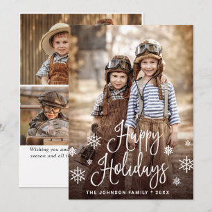 Modern Happy Holidays 4 PHOTO Christmas Greeting Holiday Card
