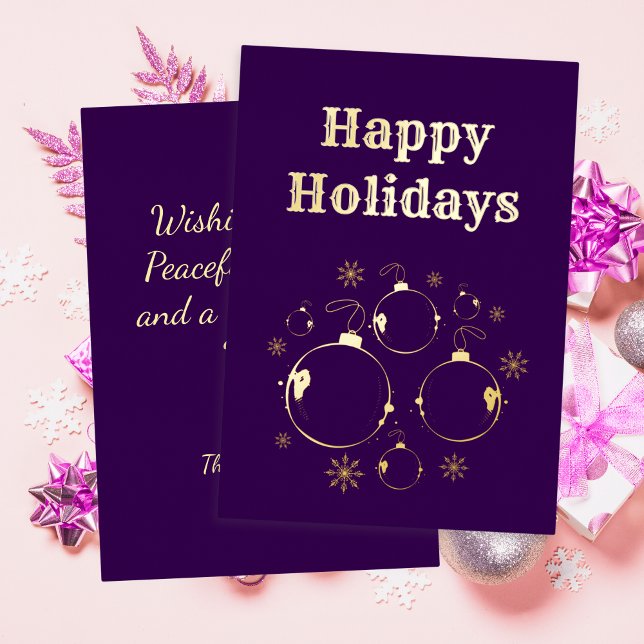 Modern Happy Holidays Bold Purple Gold  Foil Holiday Card (Creator Uploaded)