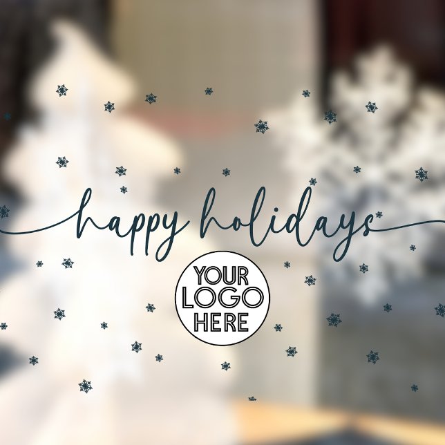 Modern Happy Holidays Business Logo Snowflake  Window Cling (Creator Uploaded)