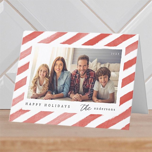 Modern Happy Holidays Christmas Family Photo Holiday Card (Creator Uploaded)